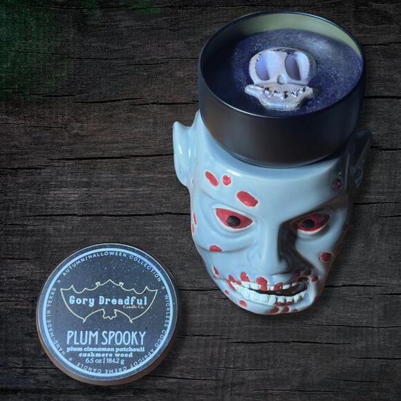 Plum Spooky Wickless Candle: Plum Cinnamon Patchouli Leaf Cashmere Woods Scent - Picture 5 of 8